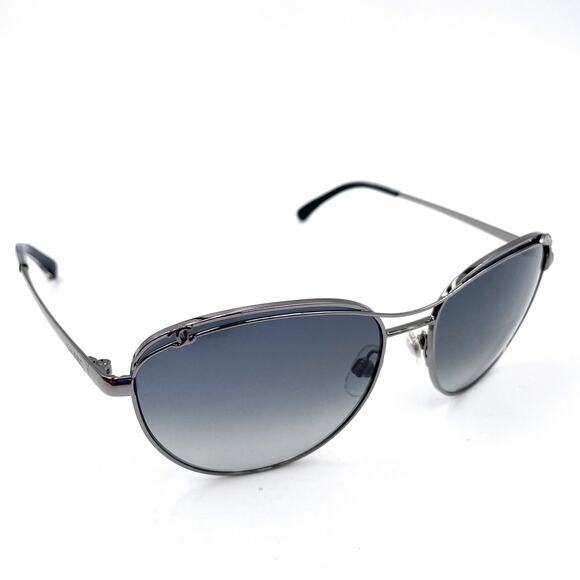 Chanel Aviator Sunglasses CC Logo Silver Wire Metal Frame Gradient Tint 4188 - Picture 1 of 13